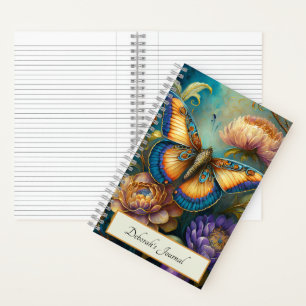 Carnet Fleurs baroques et papillon personnalisés
