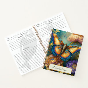 Carnet Fleurs baroques et papillon recette personnalisée
