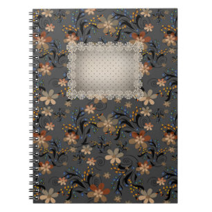 Carnet Fleurs beiges abstraites sans couture gris backgro