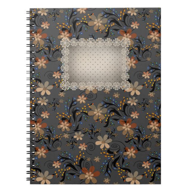 Carnet Fleurs beiges abstraites sans couture gris backgro (Devant)