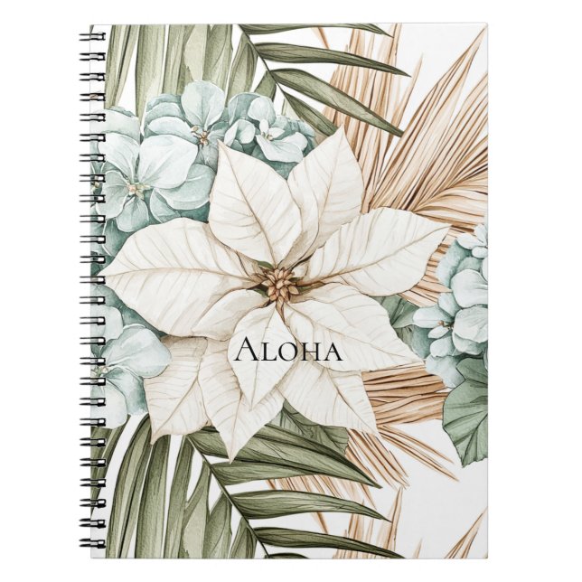 Carnet Fleurs blanches bleues tropicales   (Devant)