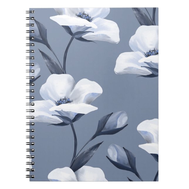 Carnet Fleurs blanches délicates : motif sans soudure. (Devant)