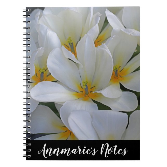 Carnet Fleurs blanches et jaunes Notes personnelles (Devant)