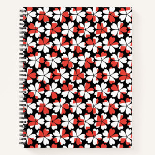 Carnet Fleurs blanches rouges mignons motif