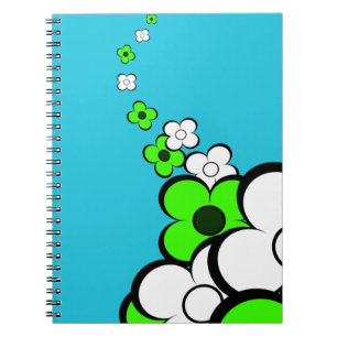 Carnet Fleurs blanches vert citron