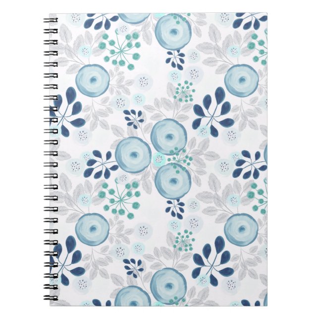 Carnet Fleurs bleu clair (Devant)