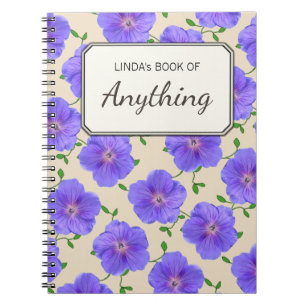 Carnet Fleurs bleues botaniques sur toute couleur