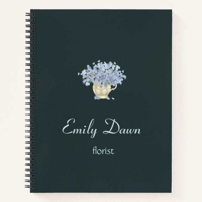 Carnet Fleurs bleues en gris vase (Devant)