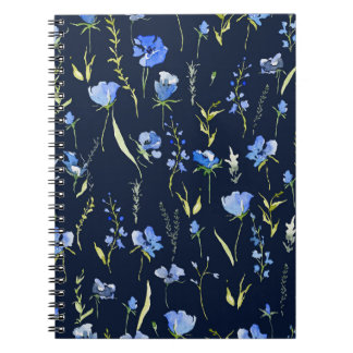 Carnet Fleurs bleues rustiques : Illustration botanique.