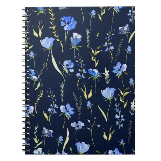 Carnet Fleurs bleues rustiques : Illustration botanique. (Devant)