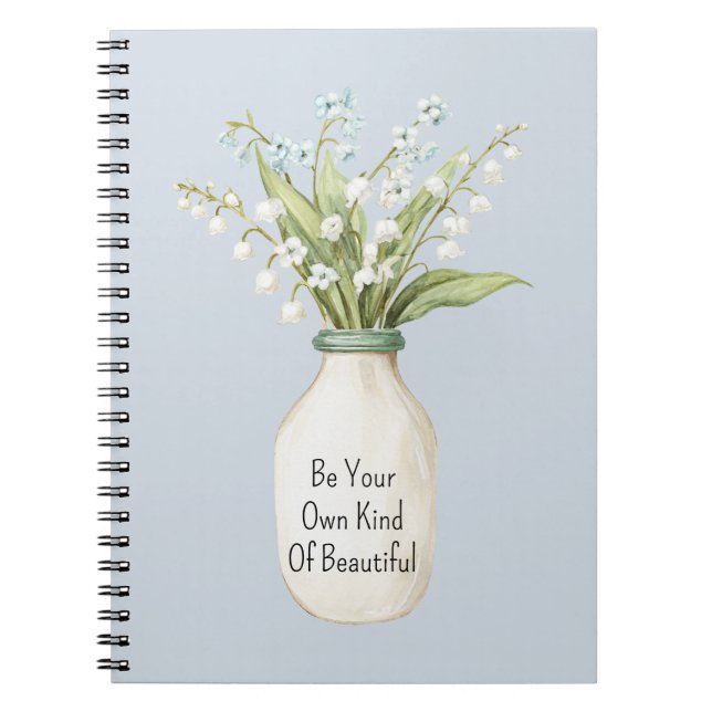 Carnet Fleurs Bleues Vase Blanc (Devant)