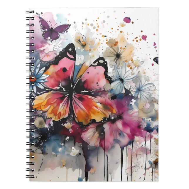 Carnet Fleurs Boho Peinture à l'encre (Devant)