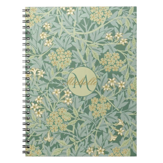 Carnet Fleurs botaniques vintage sarcelle et vert (Devant)