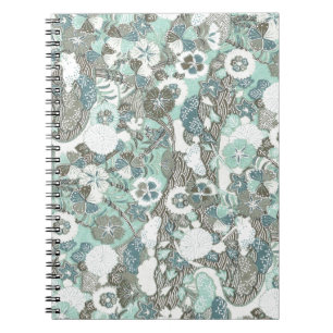 Carnet Fleurs Brown bleues Abstraites