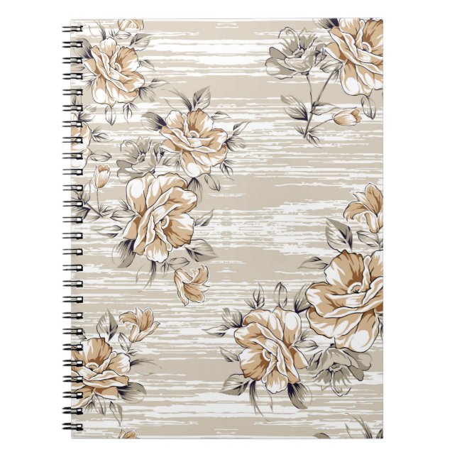 Carnet fleurs brunes motif sur fond de texture (Devant)