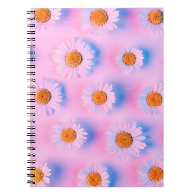 Carnet Fleurs chamomiles à motif néon multicolore (Devant)