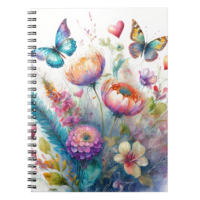 Carnet Fleurs, cœurs et papillons (Devant)