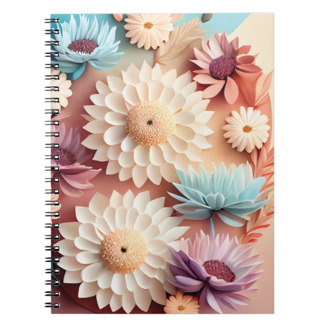Carnet Fleurs colorées 3D (Devant)