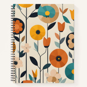 Carnet Fleurs colorées de l'art pop moderne du milieu du