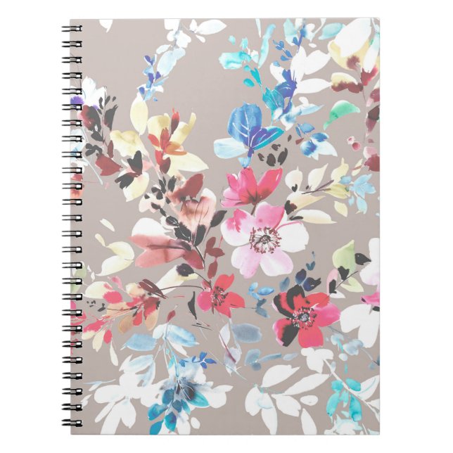 Carnet Fleurs colorées, design feuille et fleurs (Devant)