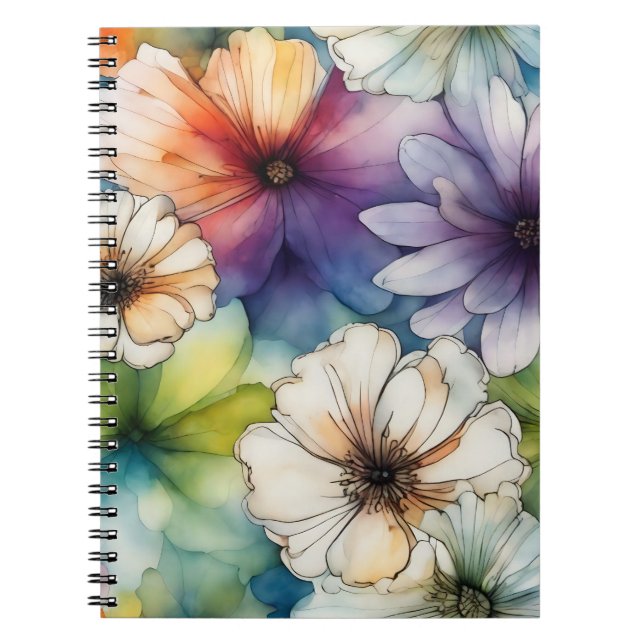 Carnet Fleurs colorées en Aquarelle (Devant)