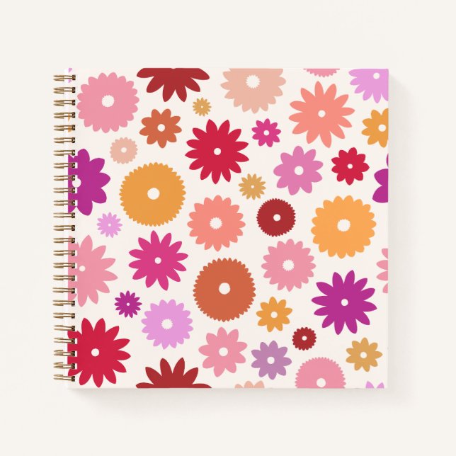 Carnet Fleurs Colorées Grand Motif (Devant)