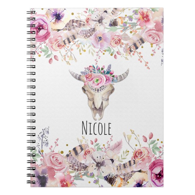 Carnet Fleurs & Crâne de Vache Glamour de Campagne Rustiq (Devant)
