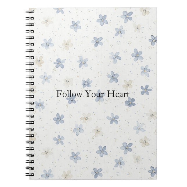 Carnet Fleurs Crème Bleu Chic   (Devant)