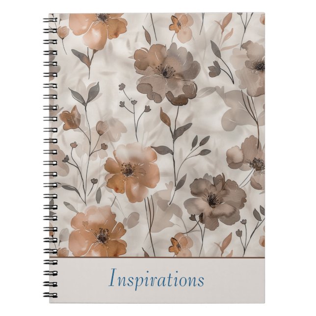 Carnet Fleurs Crème Orange Marron (Devant)