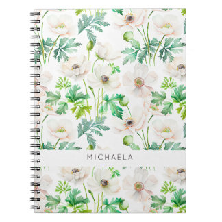 Carnet Fleurs d'anémones blanches à la crème