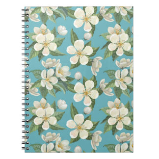 Carnet Fleurs d'aquarelle blanche Feuilles verts