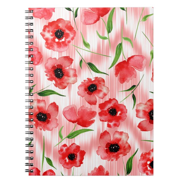 Carnet Fleurs d'aquarelle : ikat de pavot. (Devant)