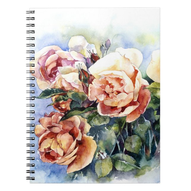 Carnet Fleurs d'aquarelle orange rose bourgeon illustrati (Devant)