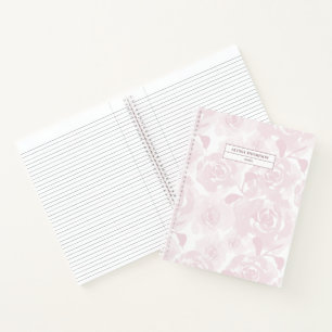 Carnet Fleurs d'aquarelle rose pâle Perdues Personnalisée