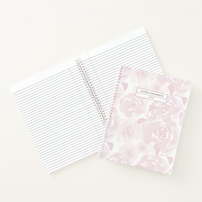 Carnet Fleurs d'aquarelle rose pâle Perdues Personnalisée (Intérieur)