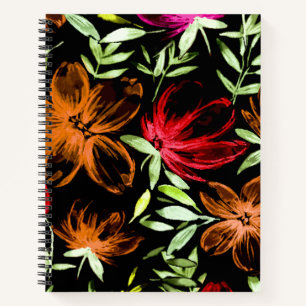 Carnet Fleurs d'aquarelle rouge 6