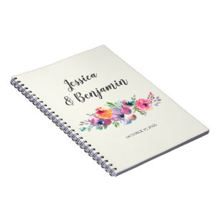 Carnet Fleurs d'aquarelle simples Mariage personnalisé él