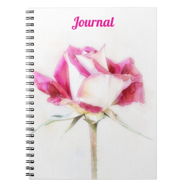 Carnet Fleurs d'art de rose rose et blanc Personnaliser (Devant)