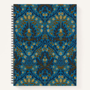 Carnet Fleurs d'automne bleu sarcelle vintage William Mor
