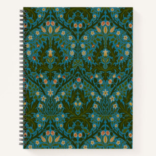 Carnet Fleurs d'Automne Vintage Bleu Vert William Morris