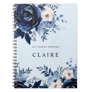 Carnet Fleurs de bleu Mariage bleu clair bleu