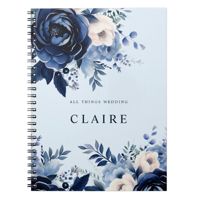 Carnet Fleurs de bleu Mariage bleu clair bleu (Devant)