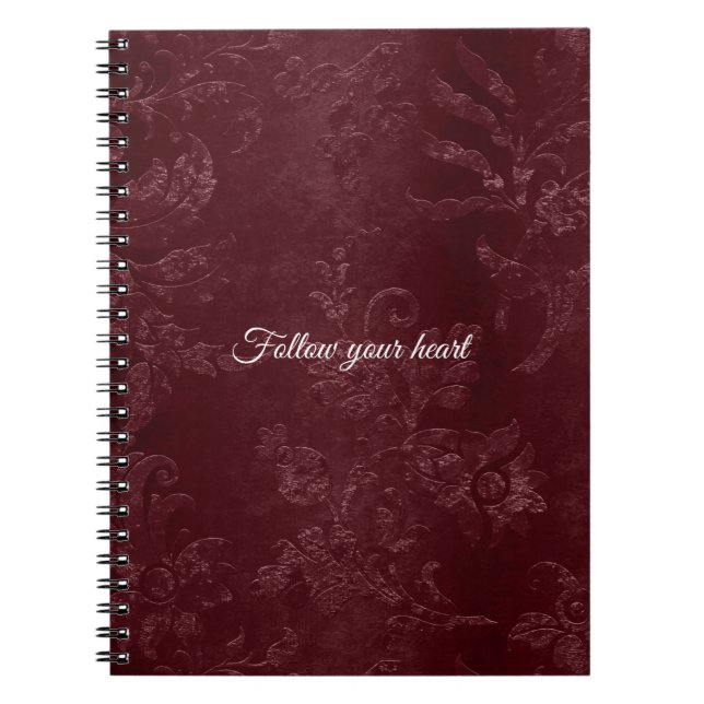 Carnet Fleurs de Bourgogne rouge profond romantique   (Devant)