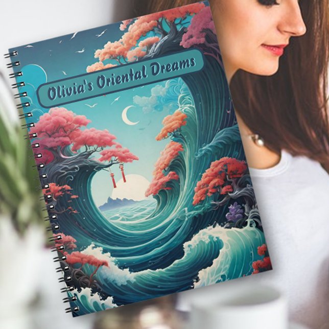 Carnet Fleurs de Cerisier Vagues de Turquoise Orie (Créateur téléchargé)
