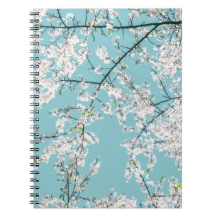 Carnet Fleurs de cerisiers : tendance florale turquoise