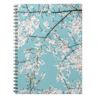 Carnet Fleurs de cerisiers : tendance florale turquoise