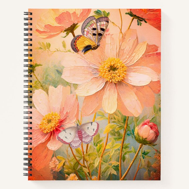 Carnet Fleurs de coucher de soleil avec papillons  (Devant)