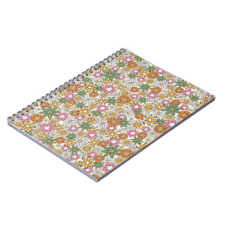Carnet Fleurs de Daisy Boho 70s Floral Groovy