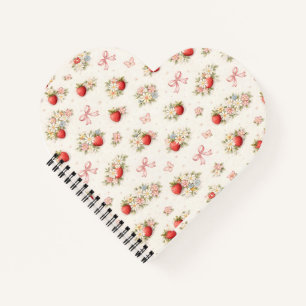 Carnet Fleurs de fraise vintage sans couture cottagecore
