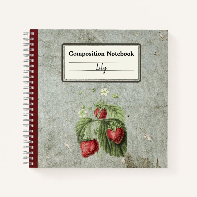Carnet Fleurs de fraises et fruits Comp personnalisé No (Devant)